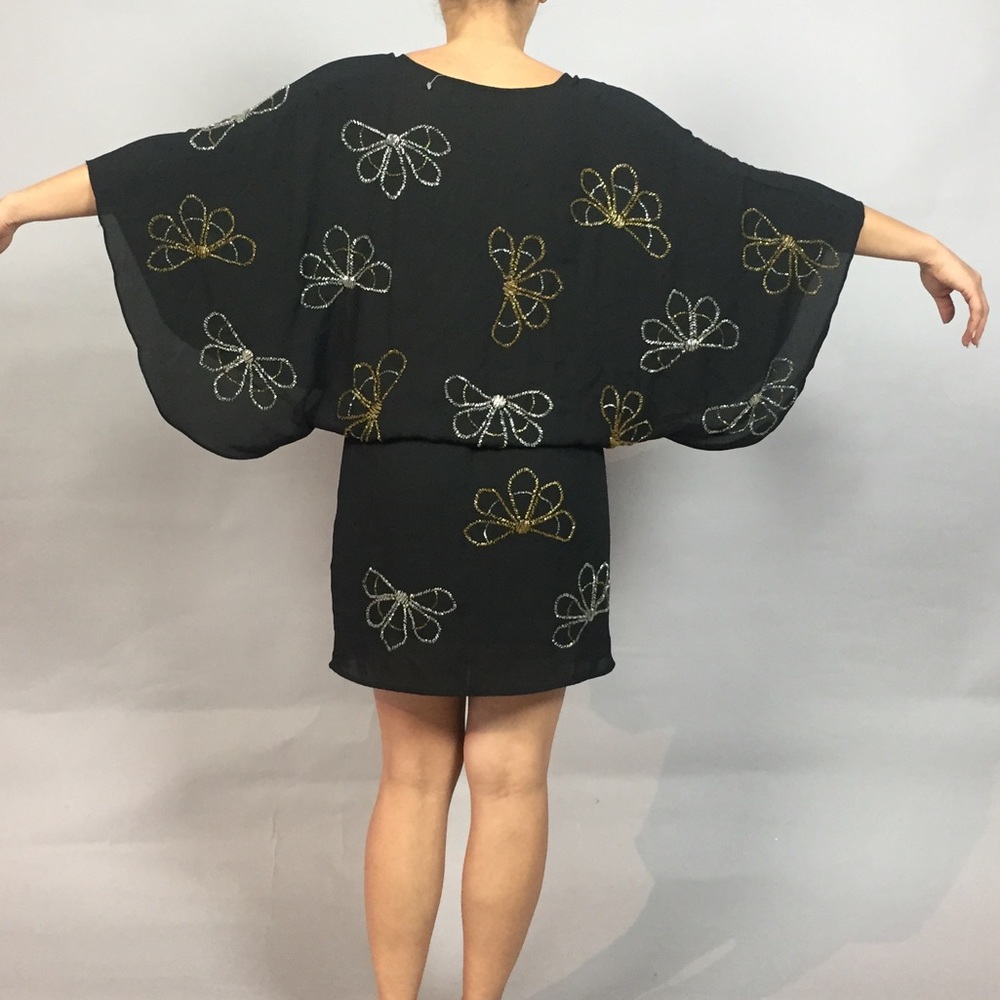 Black dress beaded beads night club size small